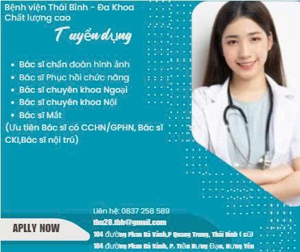 Bệnh viện Thái Bình - Địa chỉ: 104 đường Phan Bá Vành, P. Trần Hưng Đạo, tỉnh Hưng Yên 