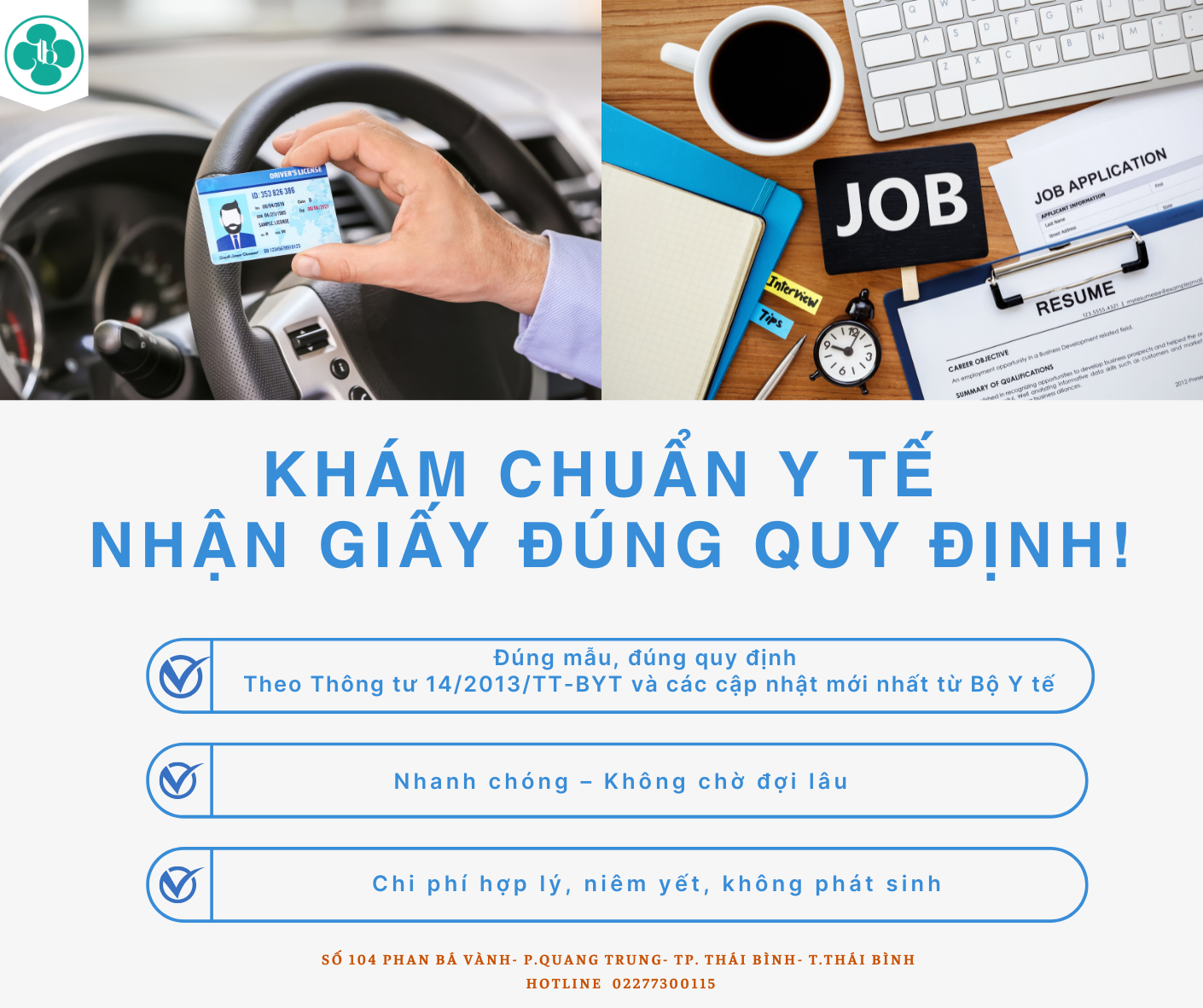 KHÁM SỨC KHỎE LÁI XE, XIN VIỆC – ĐẦY ĐỦ, NHANH GỌN, THEO ĐÚNG QUY ĐỊNH BỘ Y TẾ